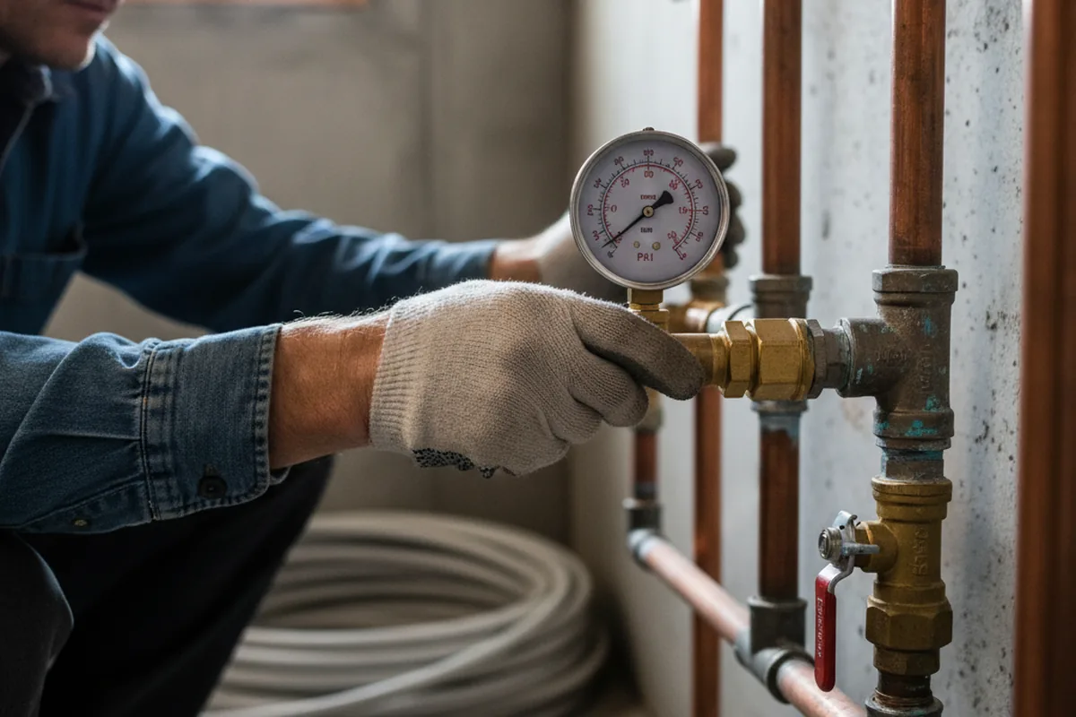 Pressure testing a repaired line during Water Line Repair in Rockledge